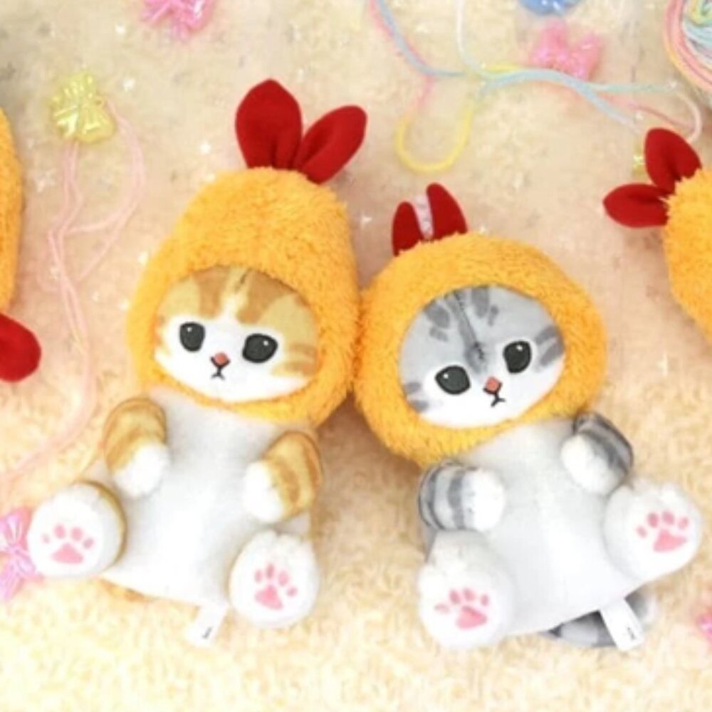 NWT Mofusand Kawaii Cat Plush with Fried Shrimp Tempura Hat